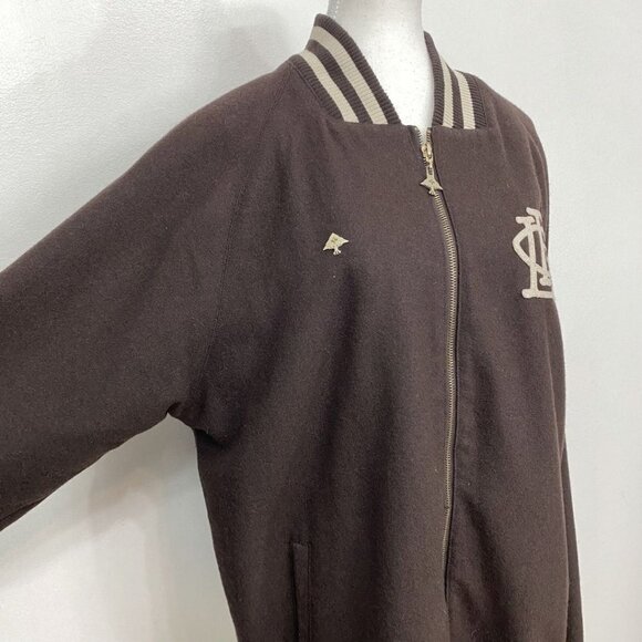 LRG MEN'S BROWN THE NATURAL WOOL BLEND EMBROIDERED VARSITY JACKET - XL - Picture 5 of 13